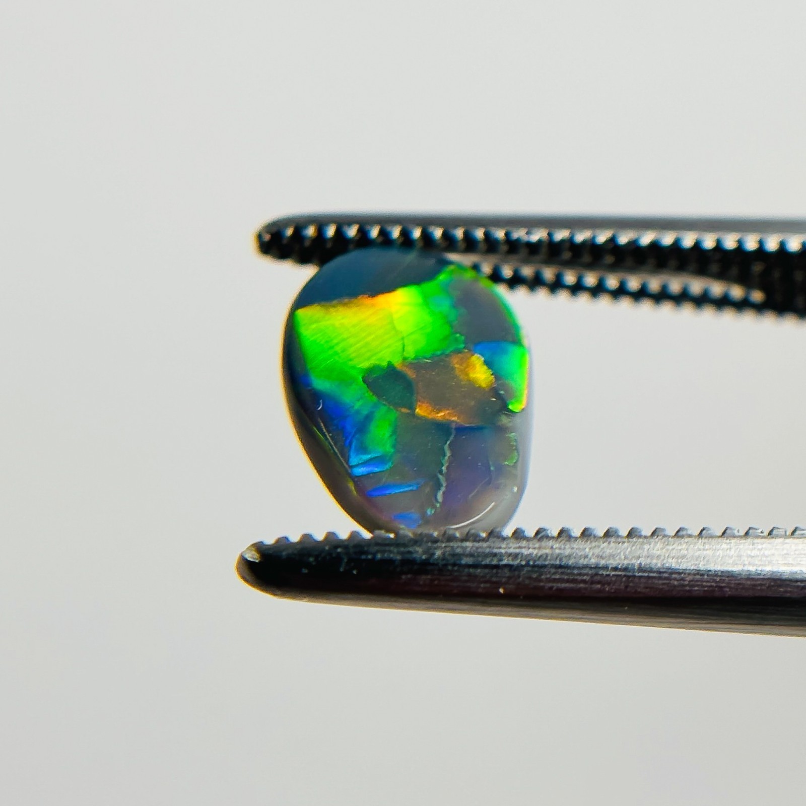 Semi Black Opal Multicolour 9x6x2.2 Cabochon Pear 0.9 Carat OPAL137