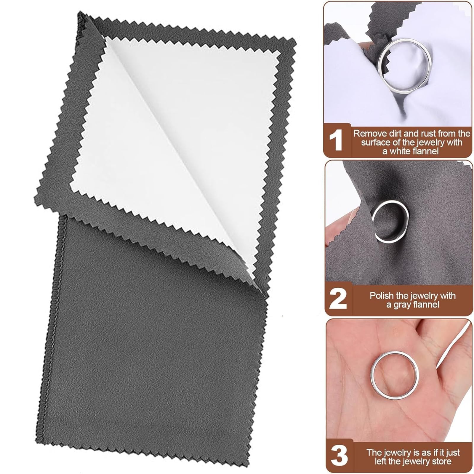 6pcs Silver Jewellery Cleaner Kit,Silver Polishing Cloth Large, black