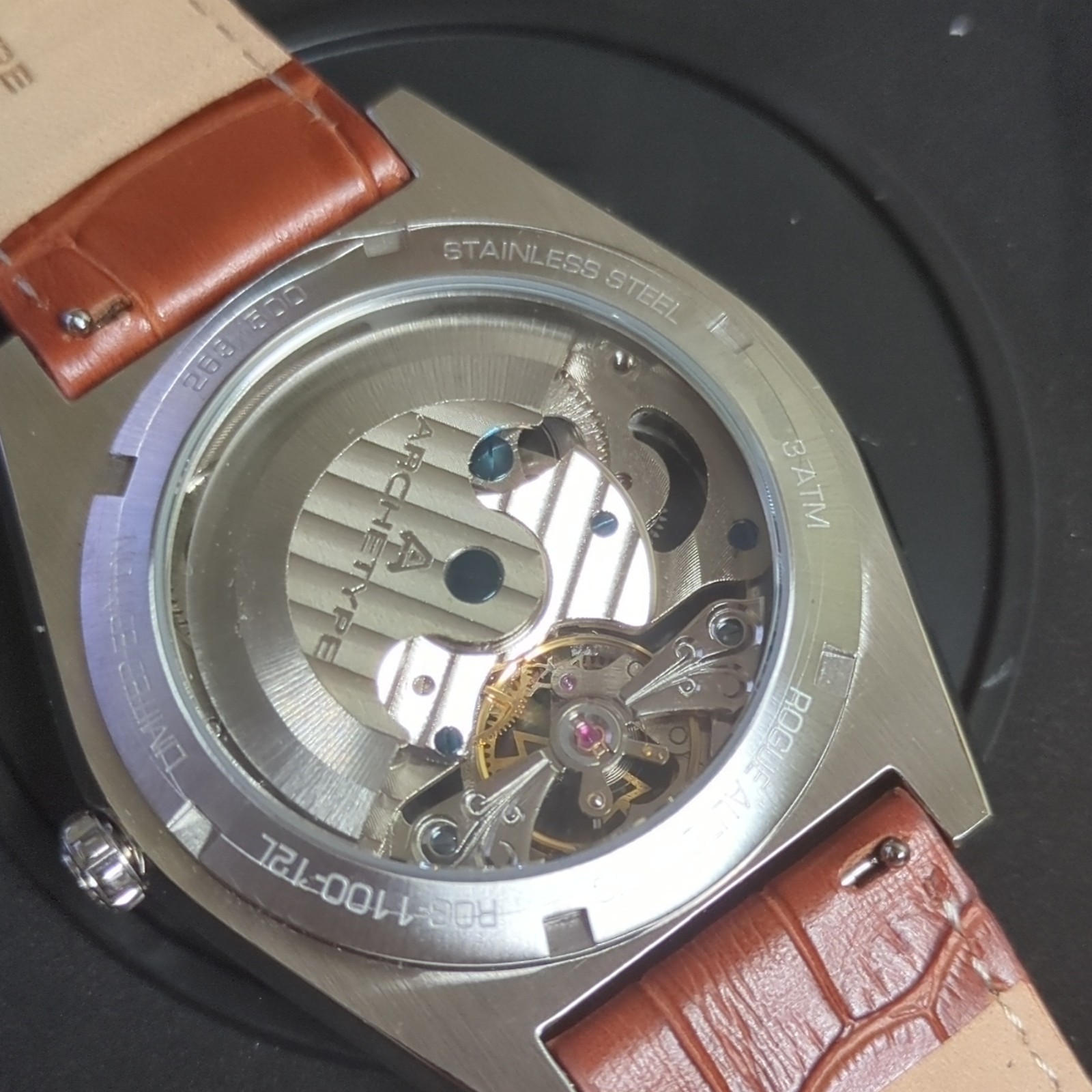 Archetype Rogue Automatic Self-Winding Skeleton Dial 44mm Brown Leather w/Box