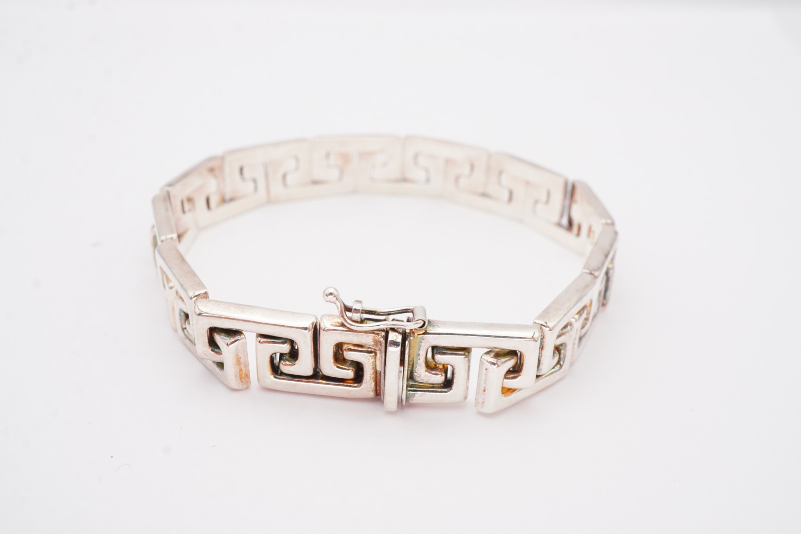 Milor Sterling Silver 925 Greek Key Bracelet 7.25″ Italy