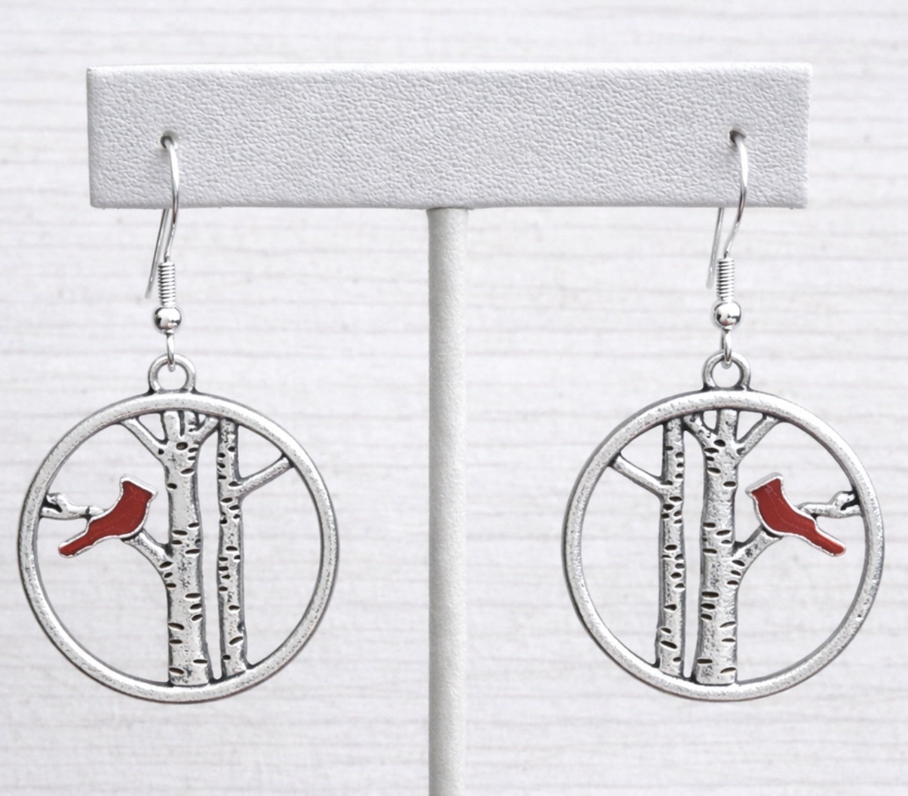 Cardinal Dangle Earrings 925 Sterling Silver Birds NEW
