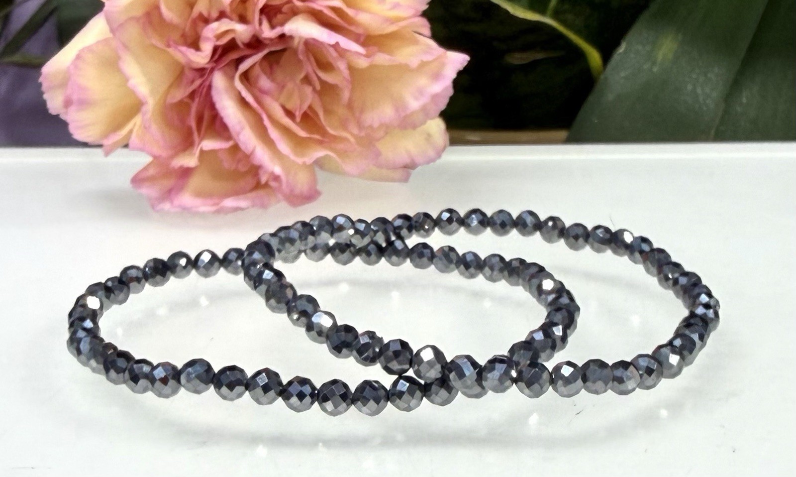 Wholesale 6 Pcs Natural Terahertz 4mm Faceted 7.5” Healing Stretch Bracelet