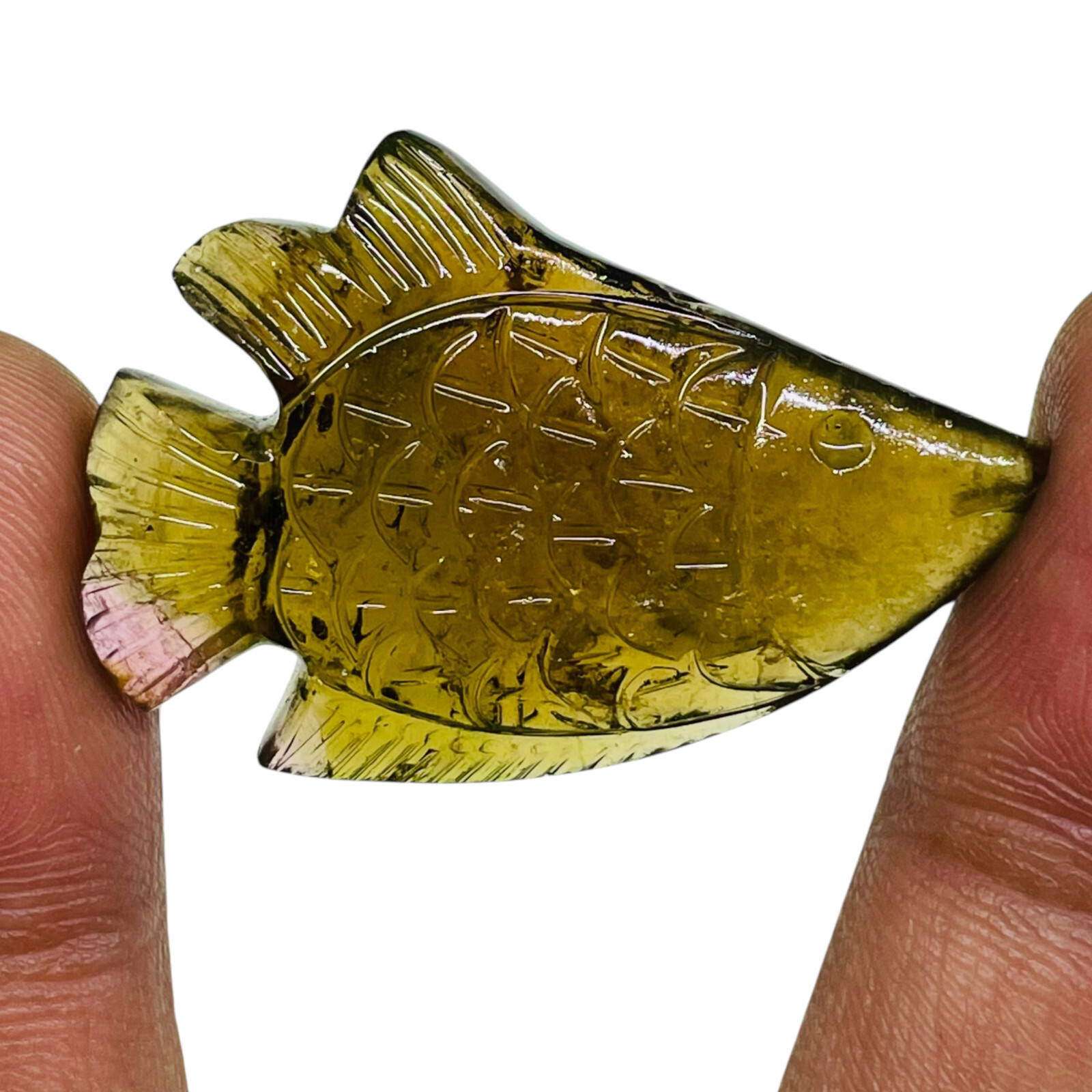 50.75 Cts Natural Tourmaline Carved Fish Untreated Magnificent Loose Gemstone