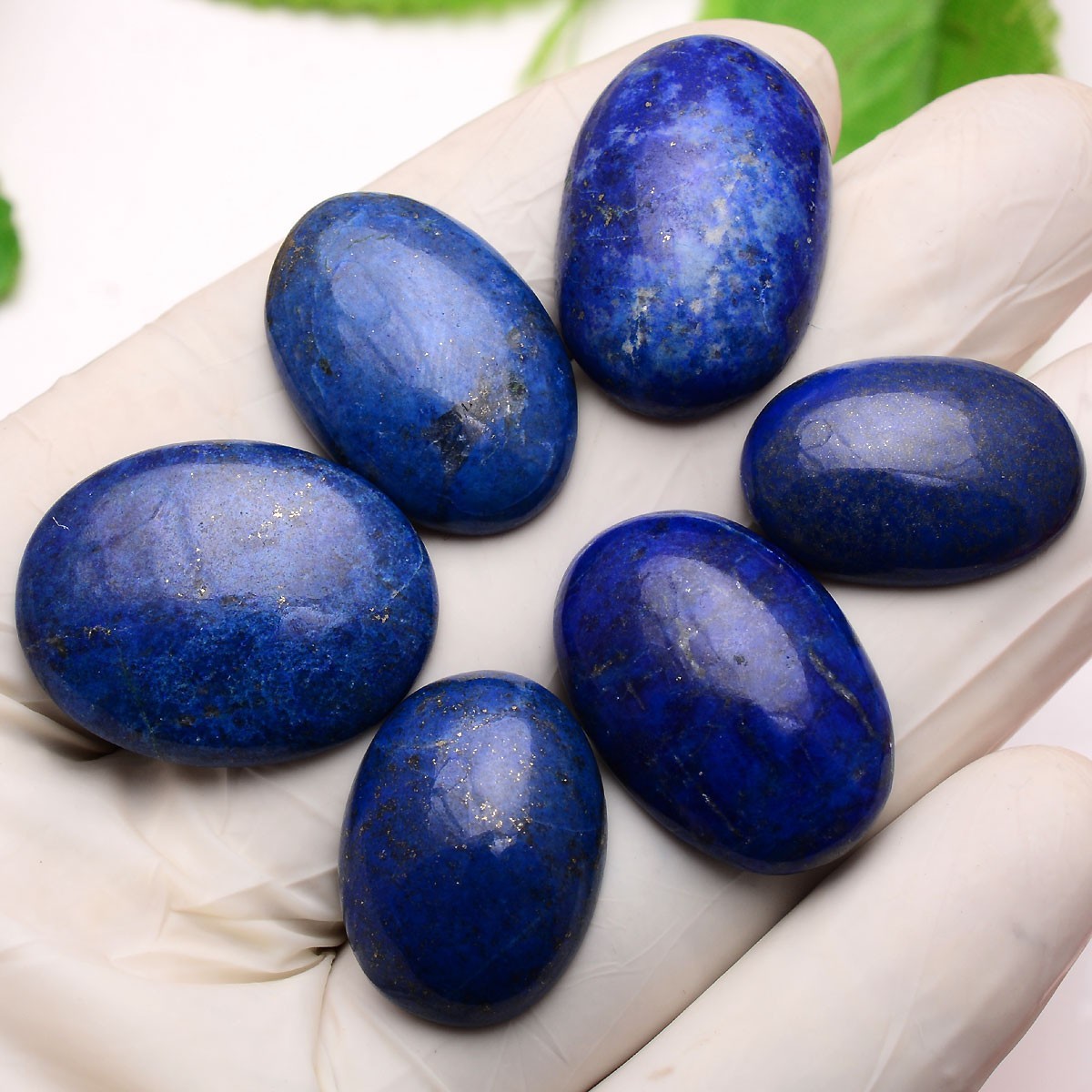 6 Pcs Natural Lapis Lazuli 22mm-28mm Oval Cabochon Untreated Loose Gemstones Lot