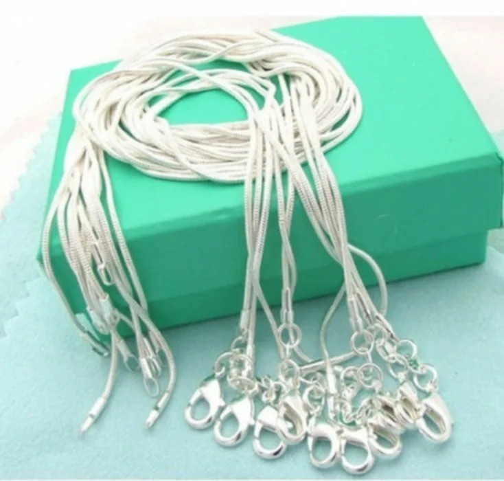 10PCS 925 Sterling Silver Snake Chain Necklace 1MM 16-30 Inch Wholesale