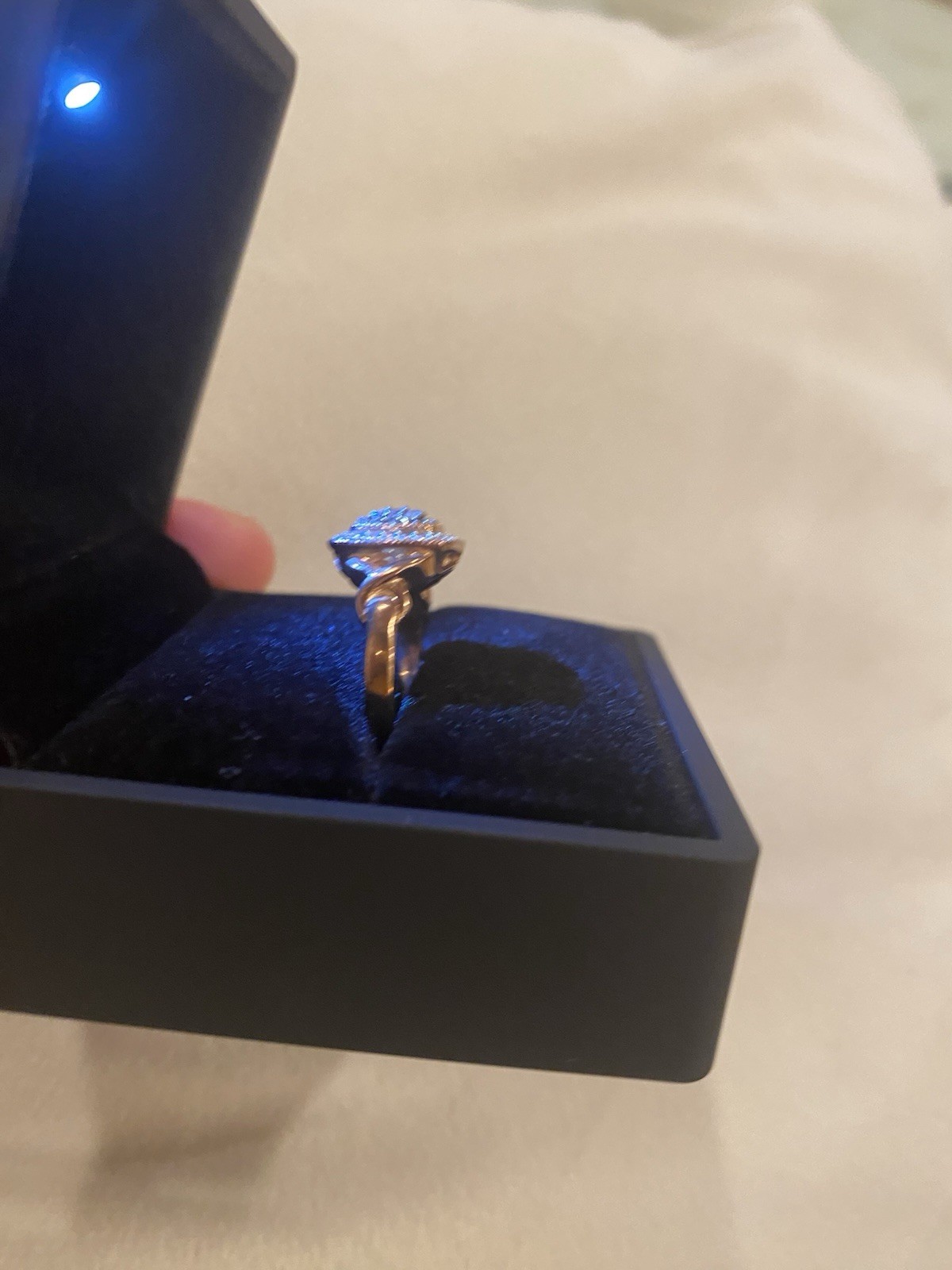 Square Brown Diamond Halo Ring in Silver Rose Gold Plated