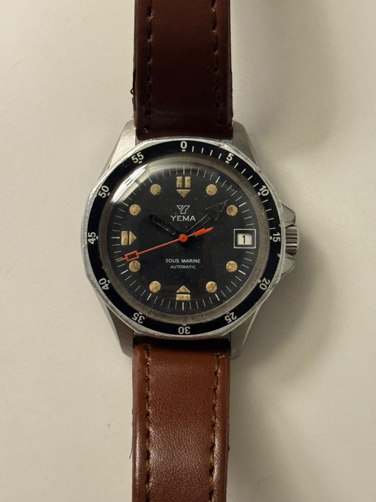 Yema Sous Marine | Automatic Date Divers Watch | Matte Black Dial | ca. 1975