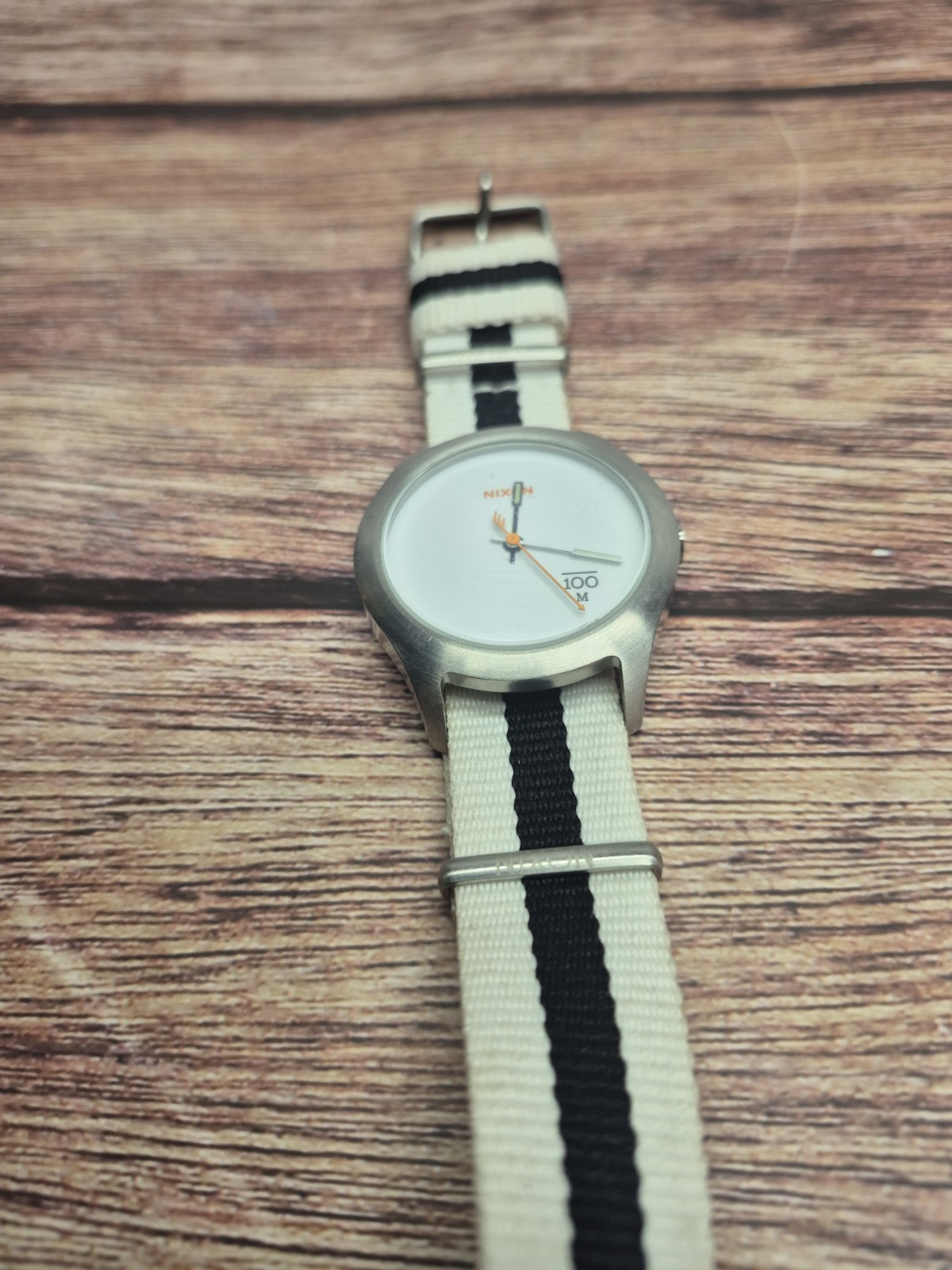 Nixon The Quad Mod Surf White Dial Men’s Watch Stainless Steel Striped NATO Band