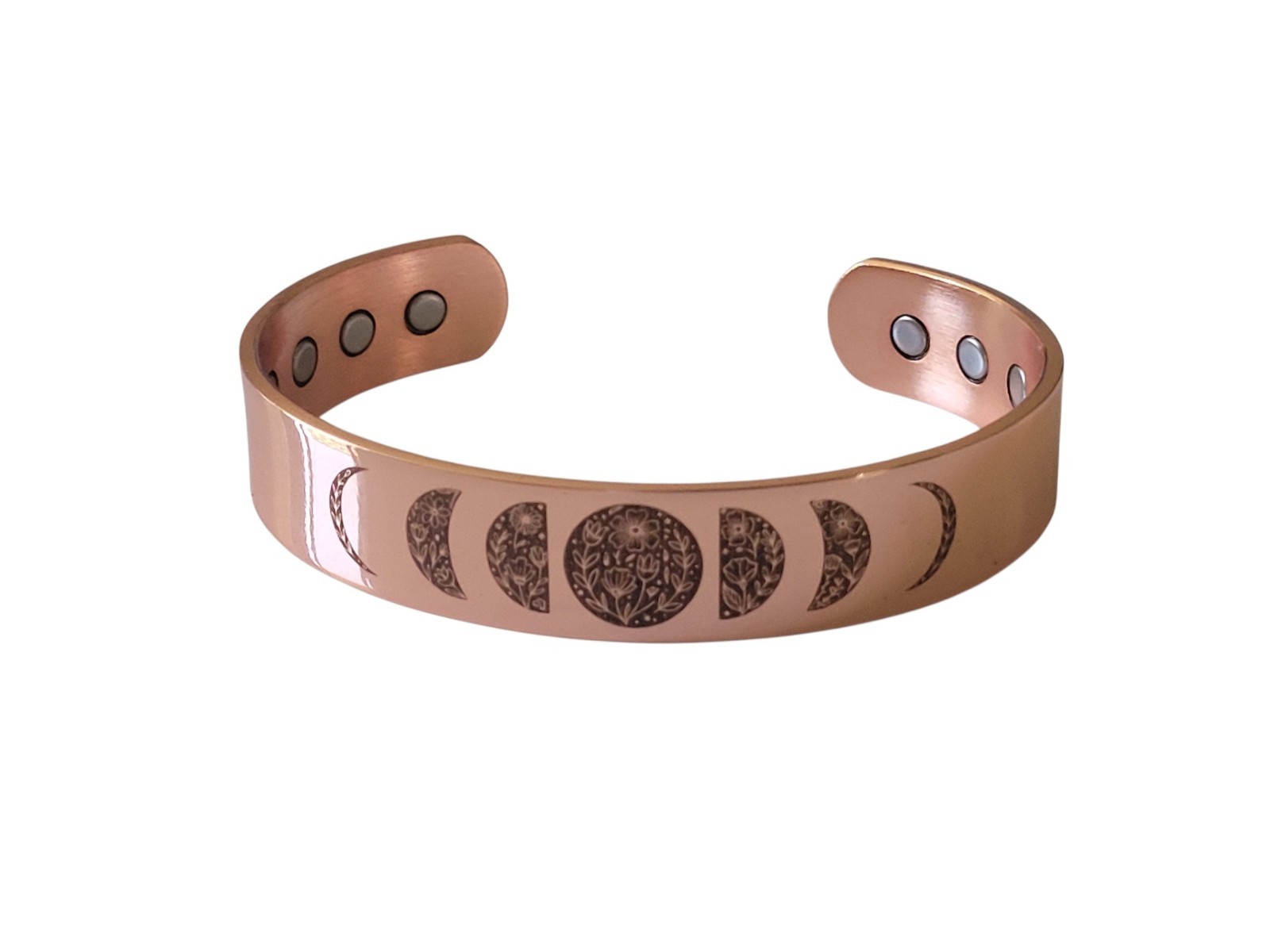 Flower Moon Phases Solid Copper Magnetic Bracelet Arthritis Pain Therapy Cuff