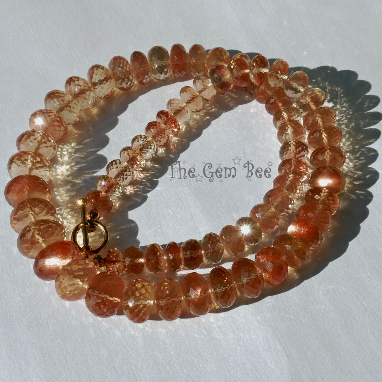 Rare Large 425CT 8.3mm-14.2mm Oregon Sunstone Faceted Size Rondelle Beads 18″ St