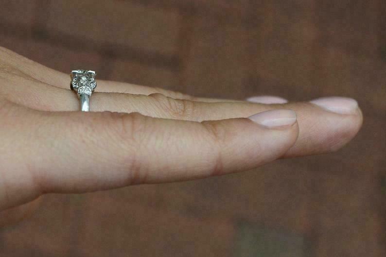 Vintage Engagement Ring 1.90Ct Round Cut Moissanite 14k White Gold in Size 5.5