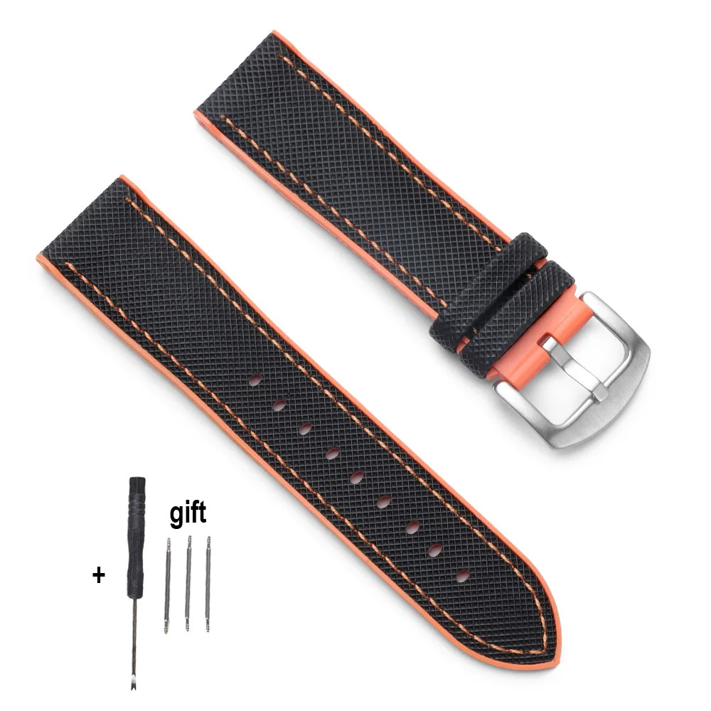 Quality Nylon Rubber Sailcloth Watch Strap 18mm 20mm 21mm 22mm Canvas Watch Band