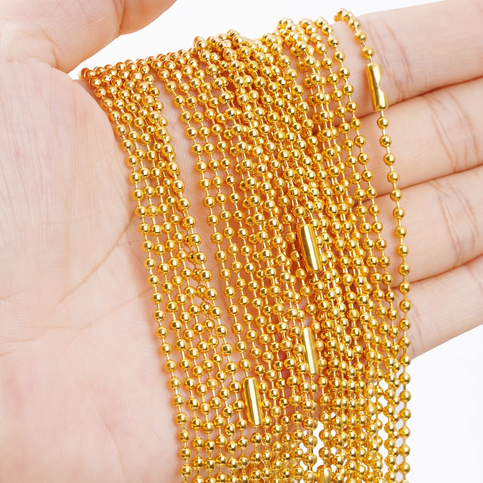 30pcs 24 inches Gold Plated Metal Ball Necklace Bead Chain Jewelry Findings
