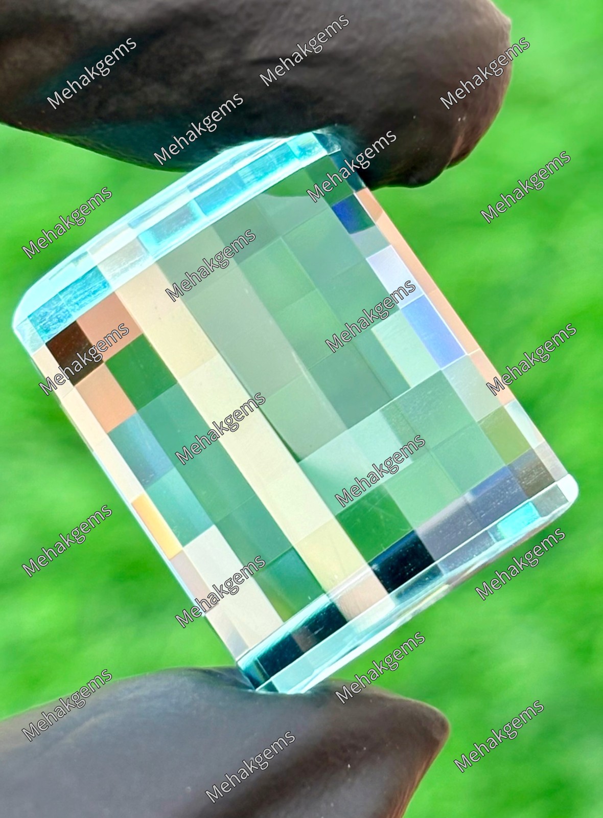 Electric Blue Aquamarine Loose Gemstone – 37Ct Pixel Cut Statement Ring Stone