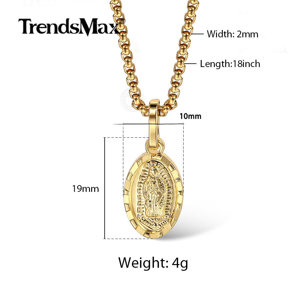 16-24″ Gold Plated Stainless Steel Virgin Mary Pendant Necklace or Charm Only