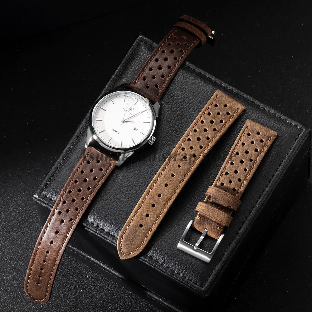 Vintage 70’s Perforated Leather Rally Watch Band Quick Release 18/19/20/22mm