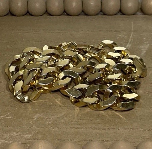 Gold-Colored Women’s Chain Bracelet Size 7.5 Inches & 75.05 Grams With Box Clasp