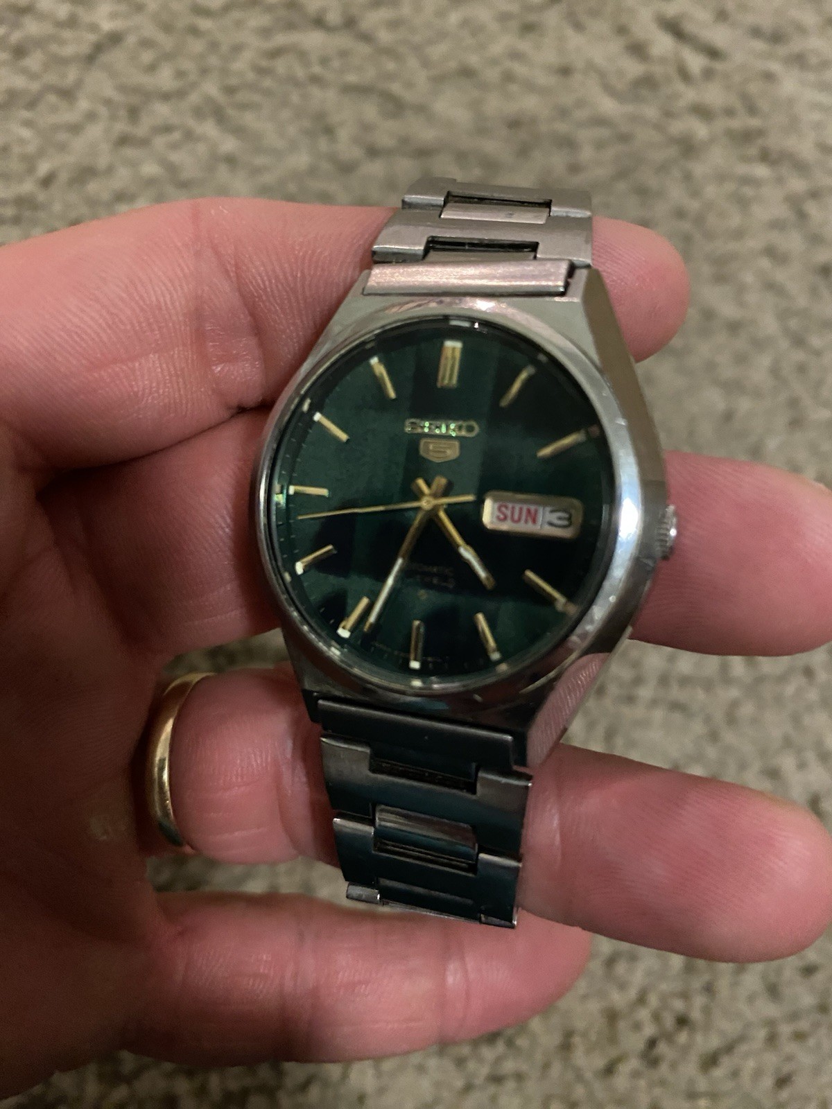 Seiko 5 Men’s Automatic Day/Date Green Dial 6319-8120 Watch 36mm Vintage – WORKS