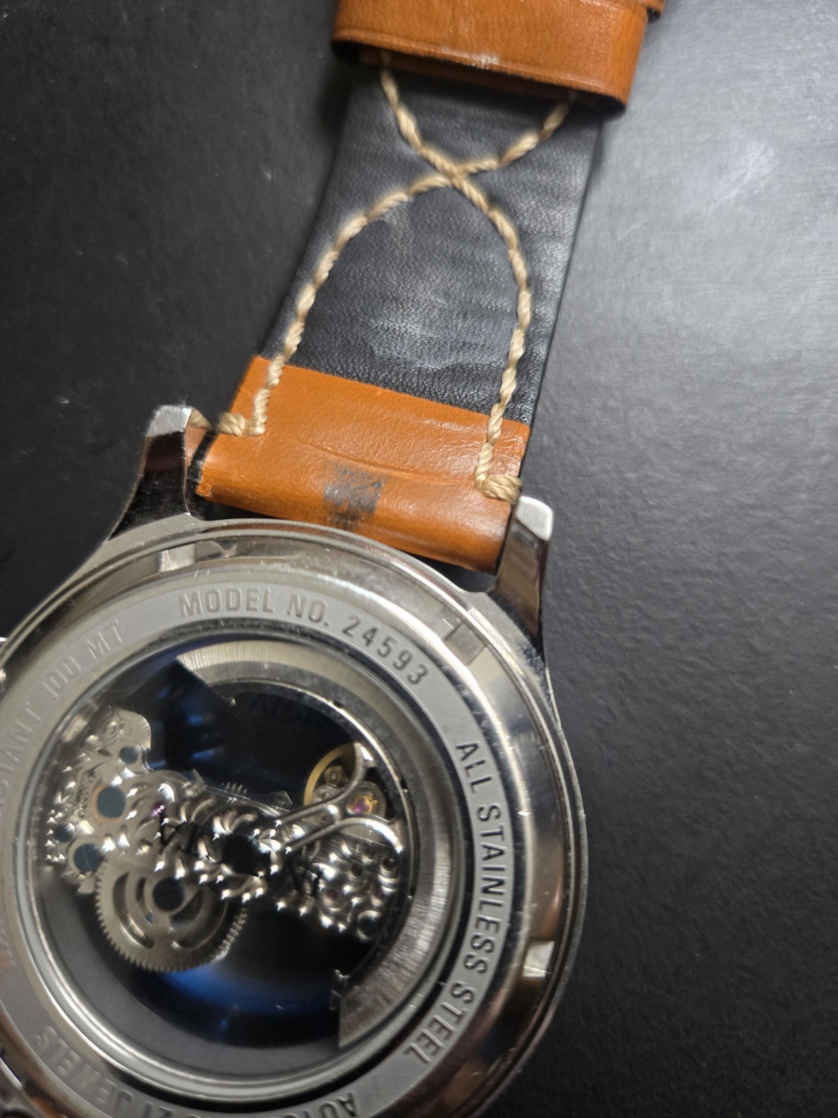 Invicta Russian Diver 52mm Automatic Skeleton Blue Dial 100m Leather Strap