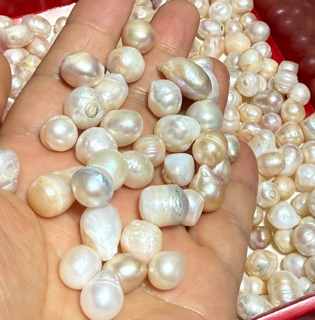 50g 35PCS 7-9mm Natural Cultured Pearl Loose Beads Baroque White Freshwater DIY