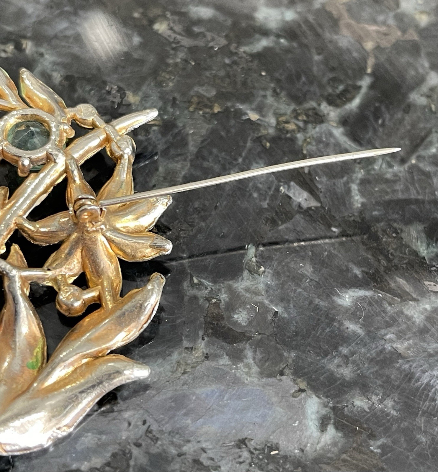 1940s Bird Of Paradise Eden Brooch Pot Metal Enamel Rhinestone Missing 3 Stones