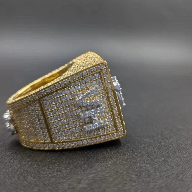 5TCW Round Cut Lab Created Diamond Custom Number Ring 14k Two Tone Gold Plated