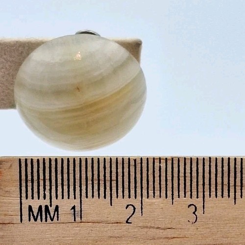 Vintage Genuine Banded Agate Stone Domed Disc Button Screw-back Earrings *RARE
