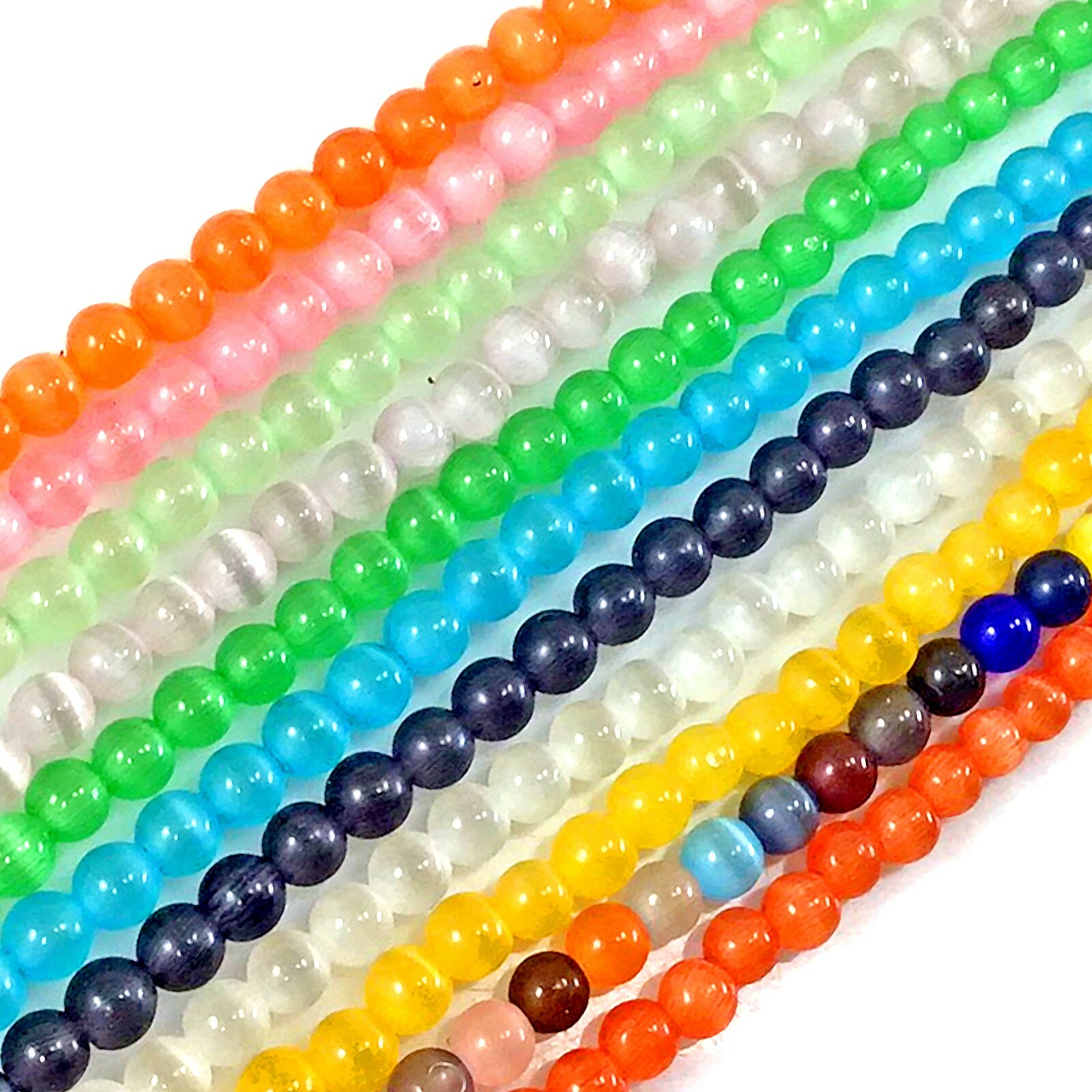 Cat Eye Round Beads 14″ Cat’s Eye Glass 4mm 6mm 8mm 10mm 12mm Loose Craft DIY