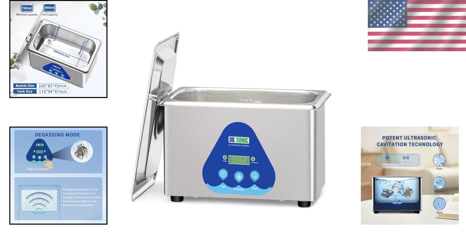 Compact Ultrasonic Jewelry Cleaner with Degas Mode – Perfect for Rings & Coins