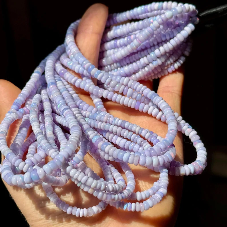 Lilac Ethiopian Opal Beads, 3mm to 4mm, Lilac Opal Strand, Lavender Opal