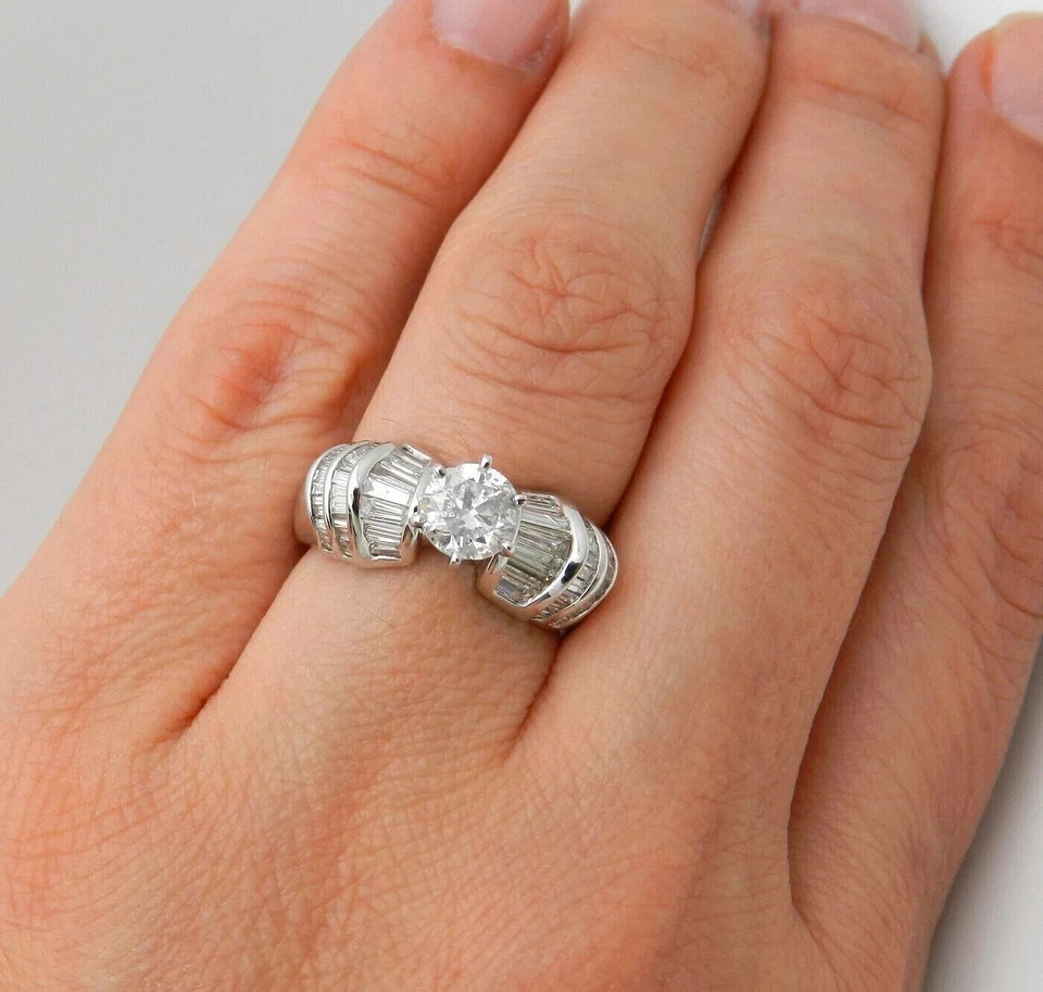 3Ct Round Cut Lab Created Diamond Engagement Wedding Ring 14K White Gold Finish