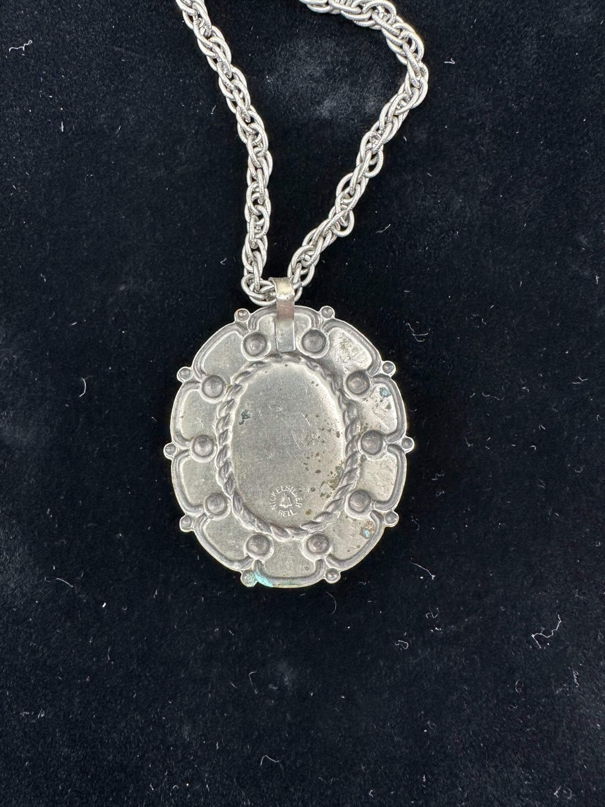 Bell Trading Post Southwestern Nickle Silver Faux Turquoise Pendant Necklace