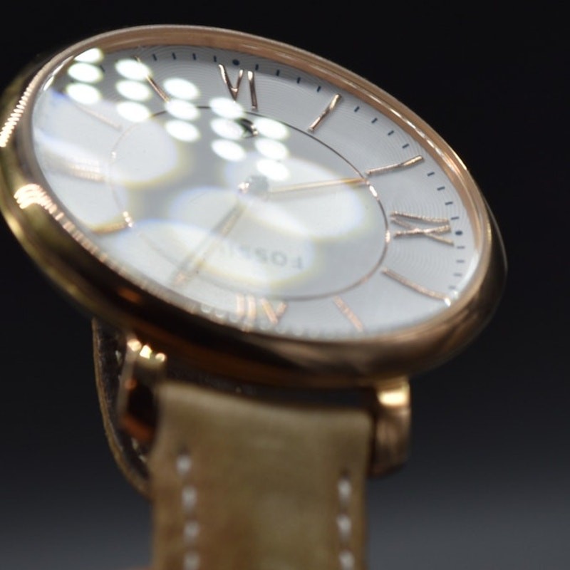 Fossil Jacqueline ES3988 Women’s Watch Round Dial FRESH BATTERY Leather Band