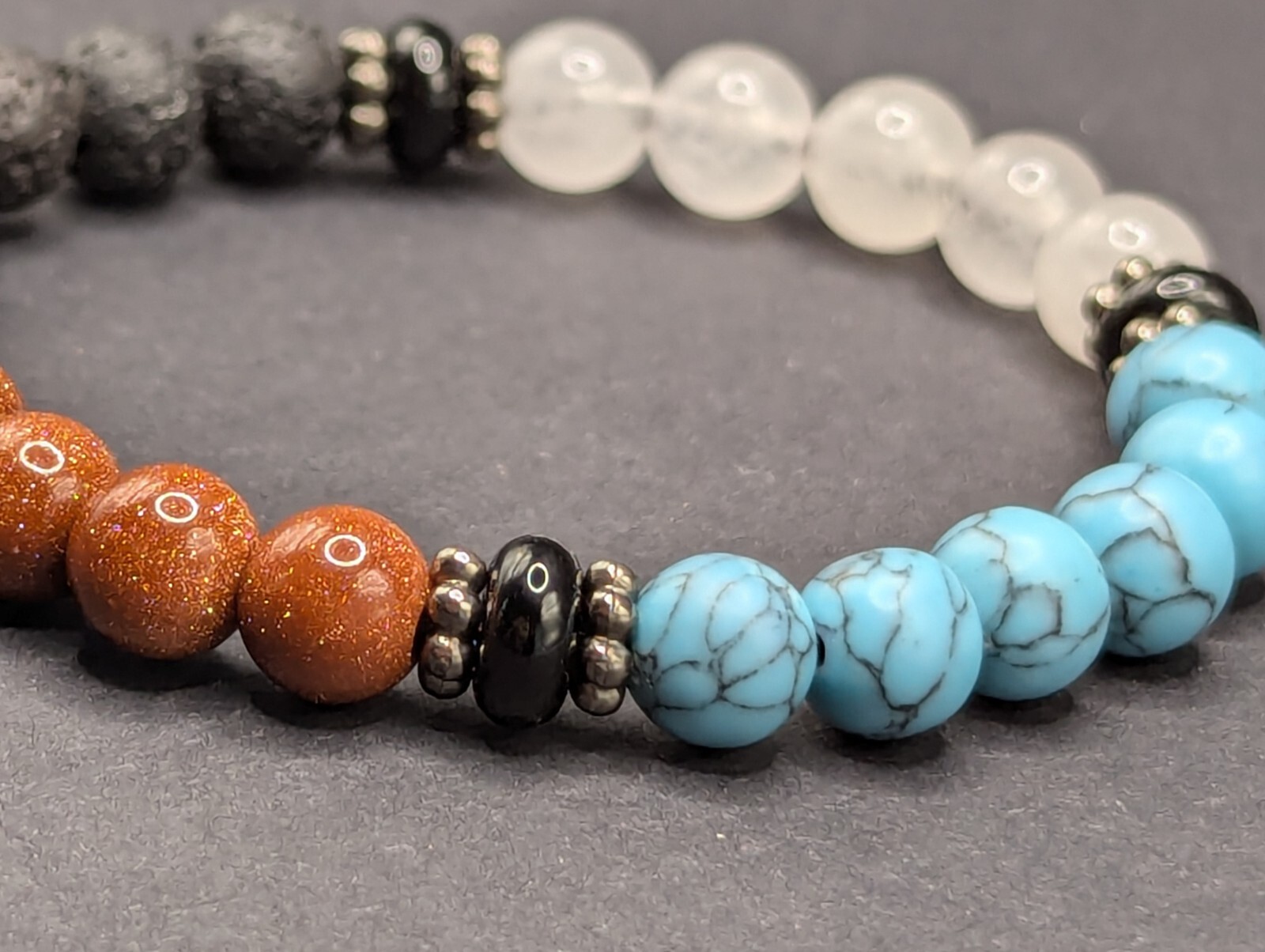 Mix Gemstone Beaded Stretch 8mm Artisan Bracelet (17cm) S / M Wrist
