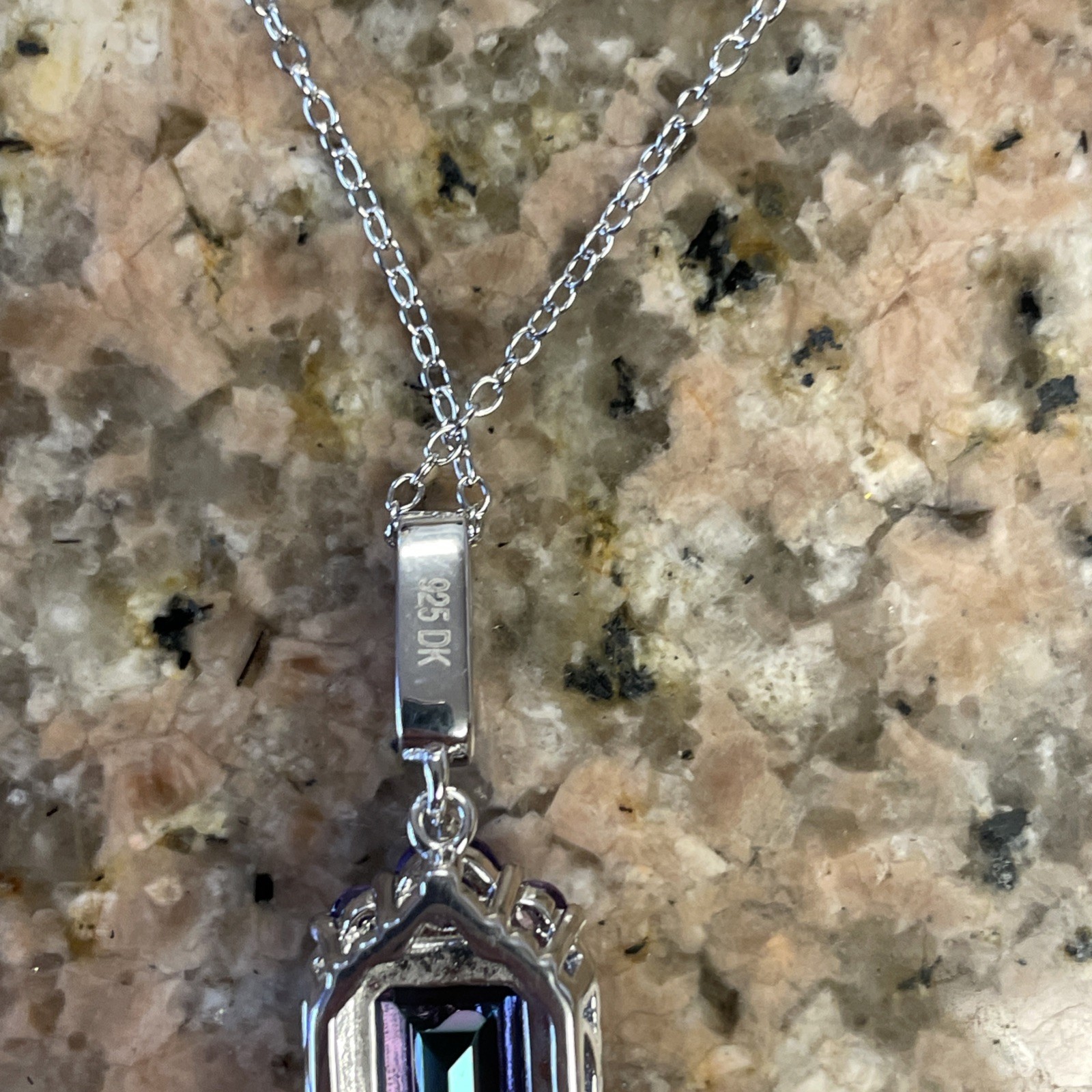 Multi-Color Quartz Rhodium Over Sterling Silver Pendant With Chain 7.83 Grams