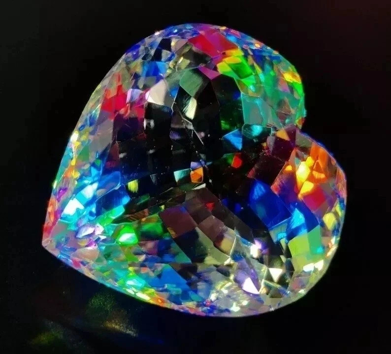 Mystic Gemstone Heart Cut 65 Ct Rainbow Color Certified Loose Stone