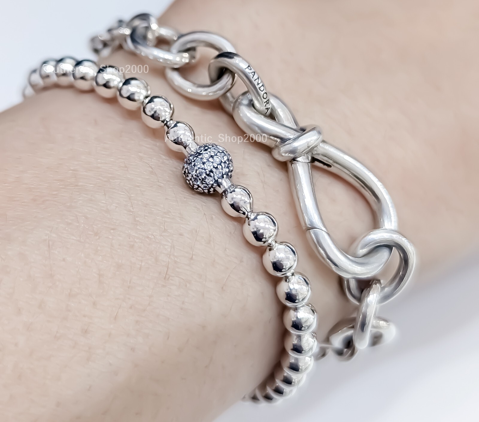 NEW 100% Authentic PANDORA 925 Silver Beads & Pave Clasp Bracelet 598342CZ