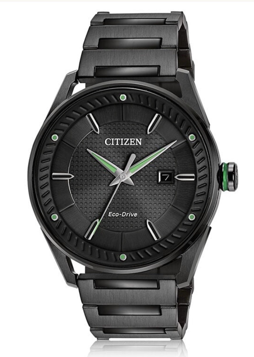 CITIZEN E111-S108683 BLACK & GREEN BAND & DIAL ECO-DRIVE 42MM WRIST WATCH