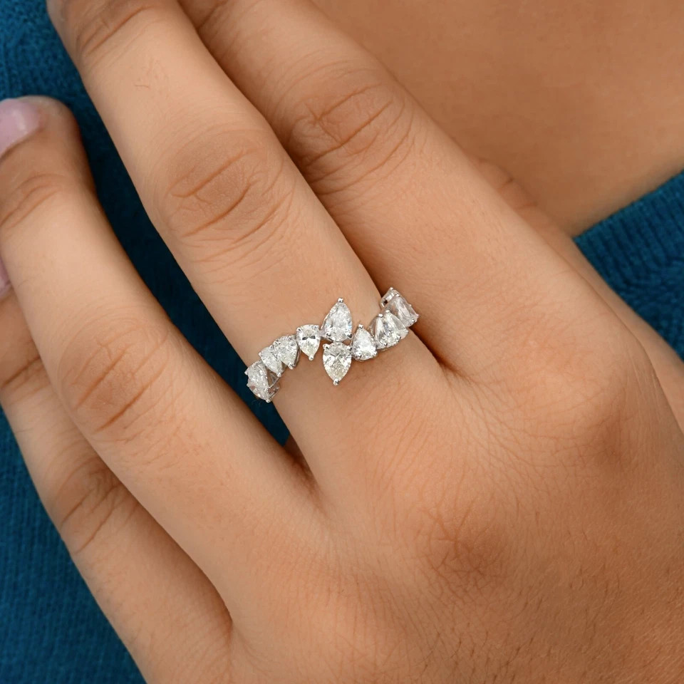 925 Silver moissinite fancy cut ring, for regular and party use.