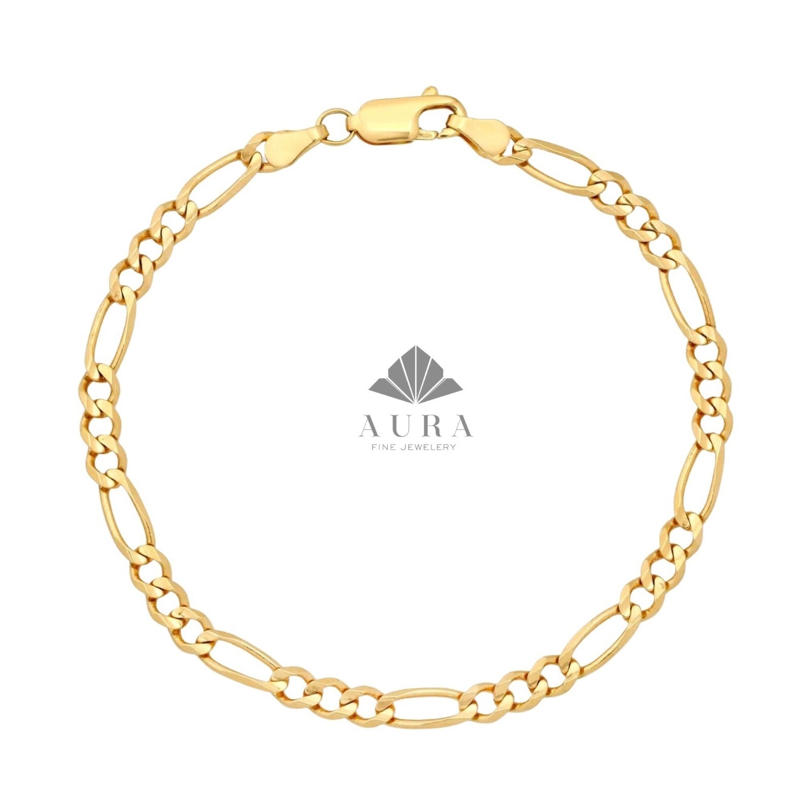 14K Gold Figaro Chain Anklet, 2mm 3mm 4mm 5mm Genuine Gold Chain Anklets, Gold