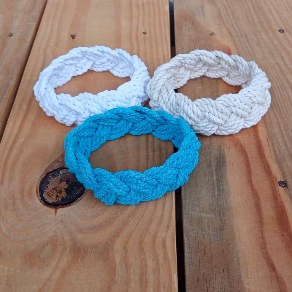 Sailor Knot Rope Bracelet Turks Head White Braided Nautical Beach Cord Bracelets