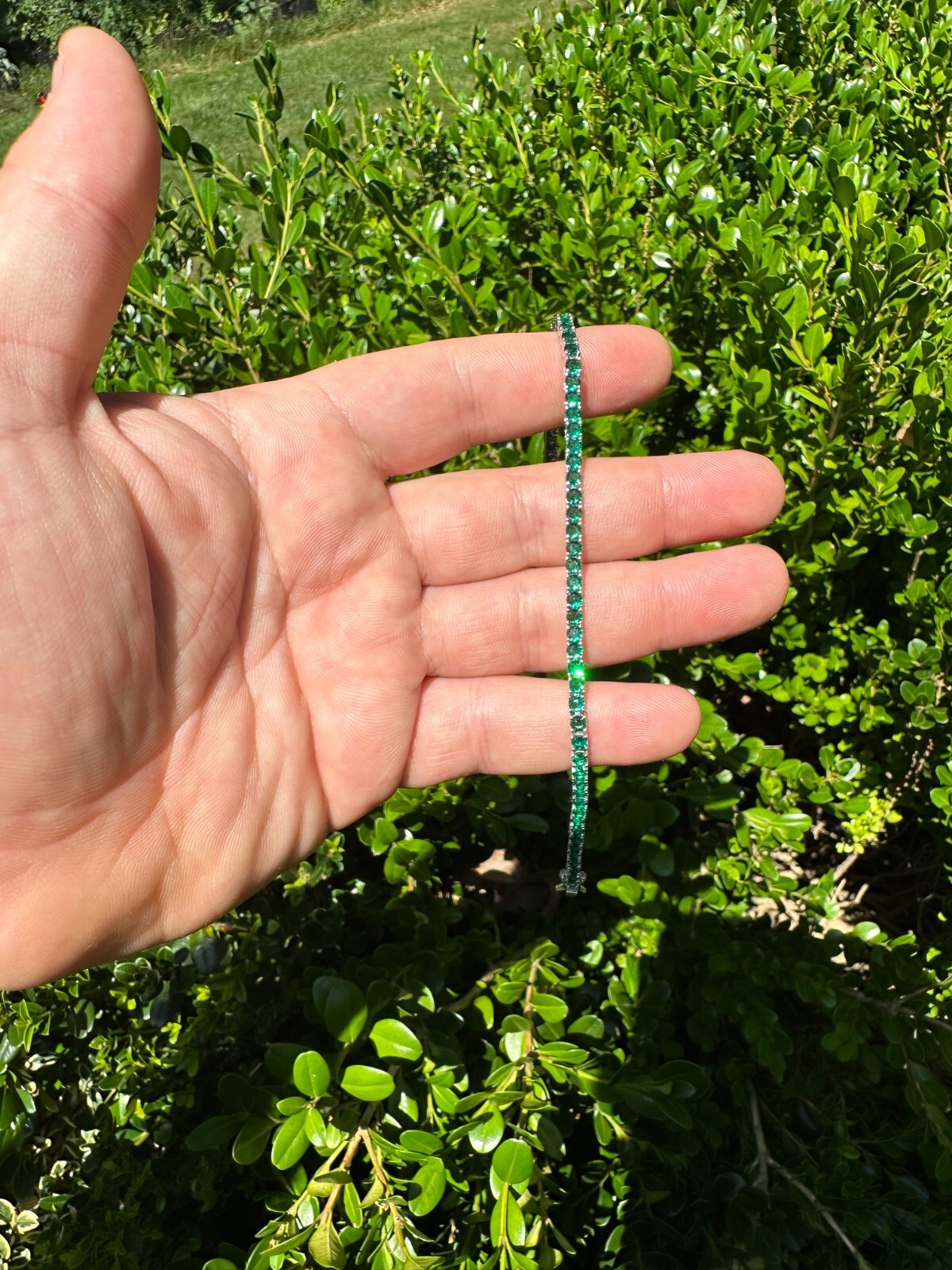 3mm Green CZ Tennis Bracelet Real Iced 925 Sterling Silver Mens Ladies 6-8.5″