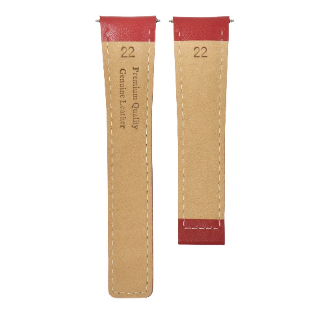 22mm Red Leather Replacement Watch Strap No Buckle For Tag Heuer Carrera