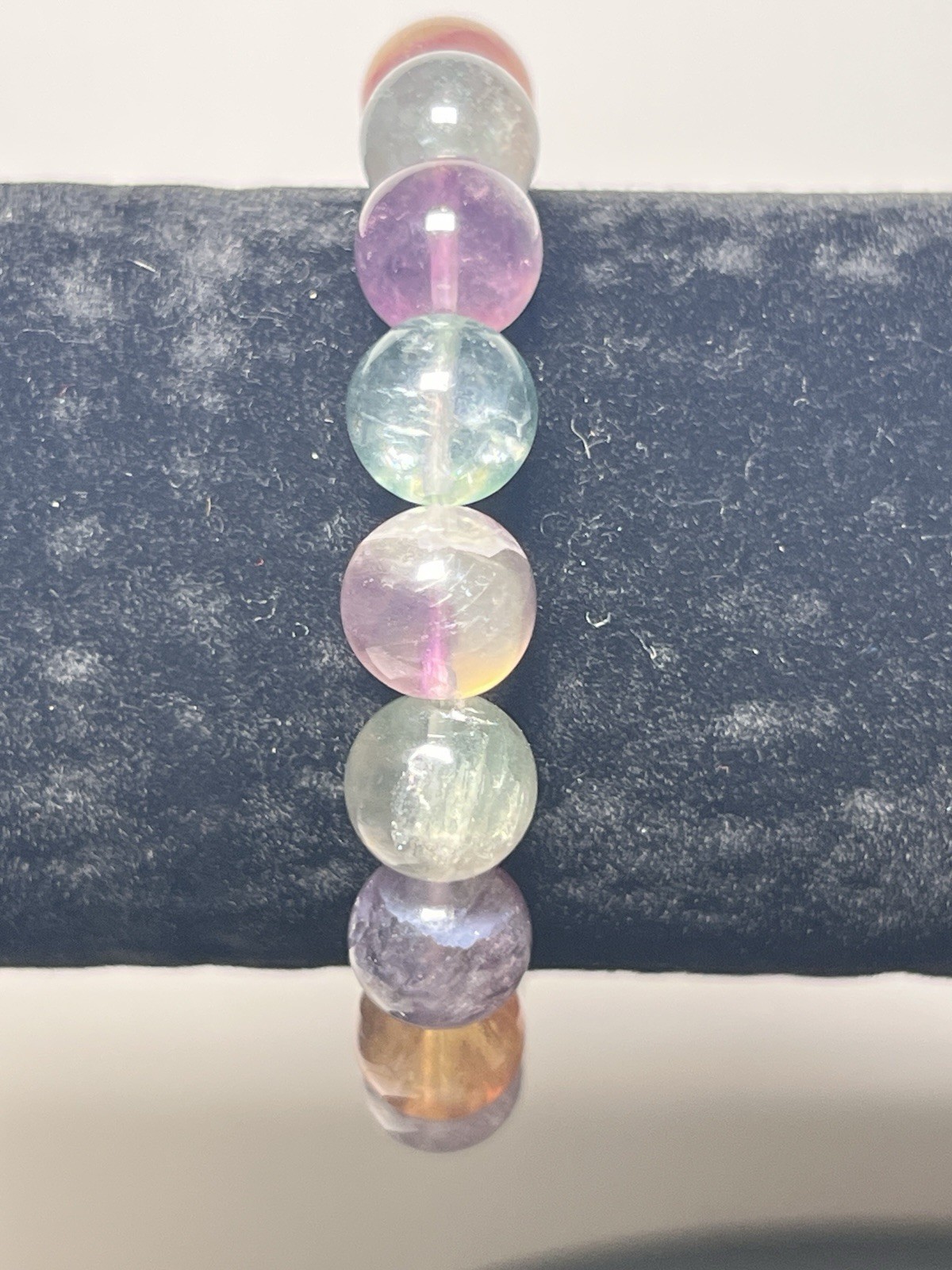 Rainbow Fluorite Beaded Bracelet – Stretchable (11 mm)