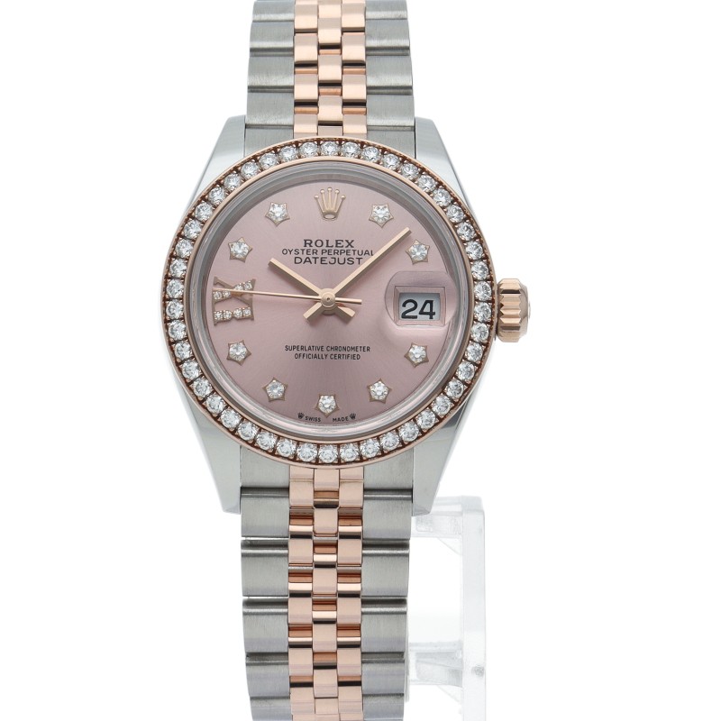 Rolex Datejust 28 279381RBR Gold 28mm Pink Dial Automatic Wristwatch #LPW1674
