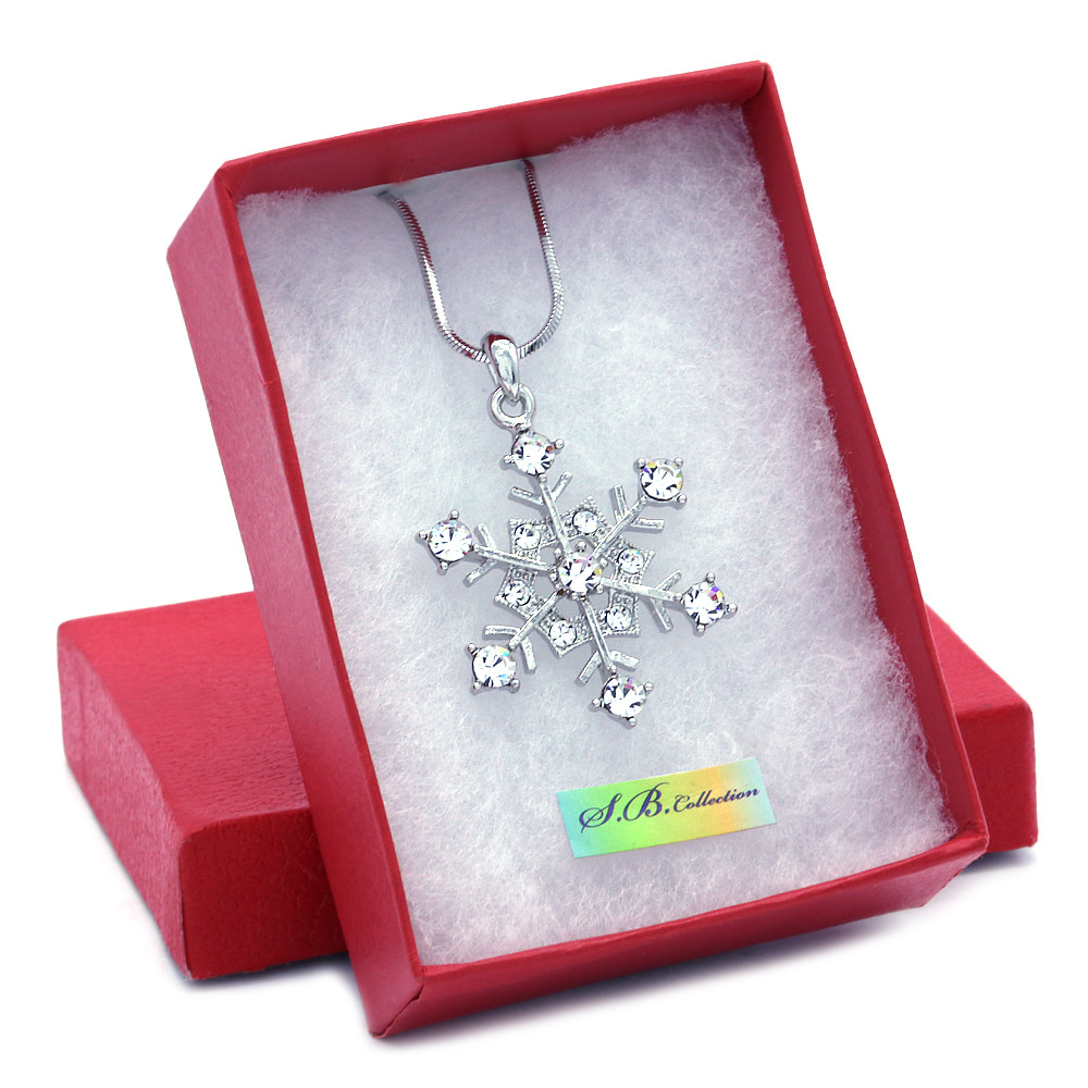 Snowflake Winter Christmas Bridesmaid Bridal Wedding Jewelry Necklace Pendant