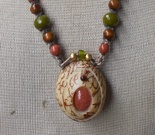 Goldstone Tagua Pill Box Locket Stash Hemp Necklace Serpentine Jade Stone Beads