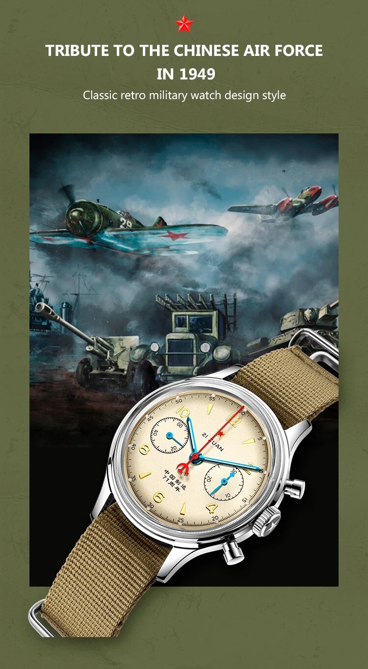 1963 RED STAR 71st Anniversary SEAGULL ST1901 Chronograph Hand Winding Watch C3