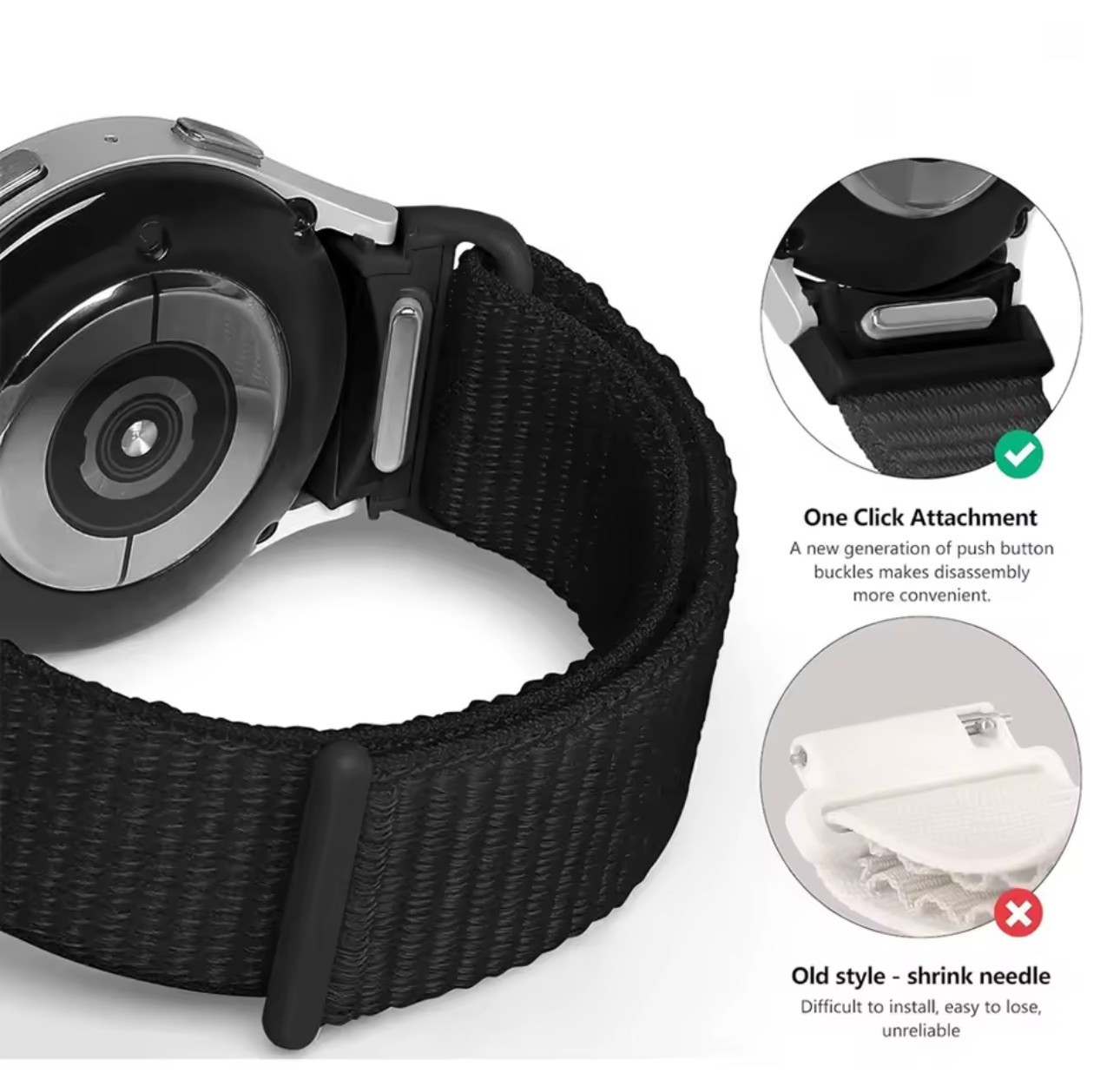 Sport Nylon Watch Band Strap For Samsung Galaxy Watch 4 5 6 7 40mm 44mm 45mm