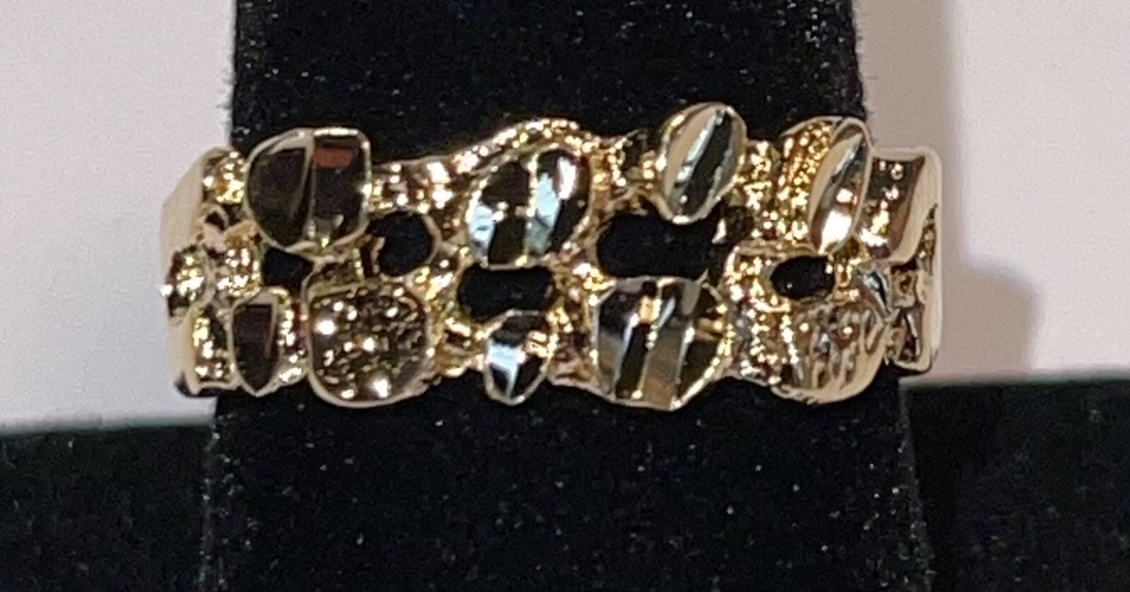 SIZE 4-13 ,NEW 14KT GOLD PLATED STUNNING DESIGNER MENS WOMENS NUGGET RING #5